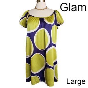 Women's Tunic L Dress Shiny Circle Design Lightweight Flowy Dress Large